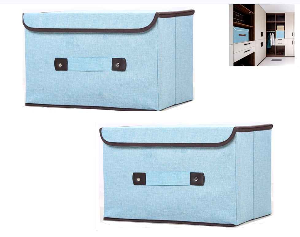 Storage Bins with Lids and Handles, 2 Pack Fabric Storage Boxes, Closet