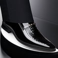 thumbnail image 4 of Stylish British-Style Loafers - Simulated Crocodile Men's Dress Shoes for Business Casual Occasions - Slip-on Comfortable Design with Soft Insoles and Breathable Leather Upper Pointed Brown Shoes, 4 of 5
