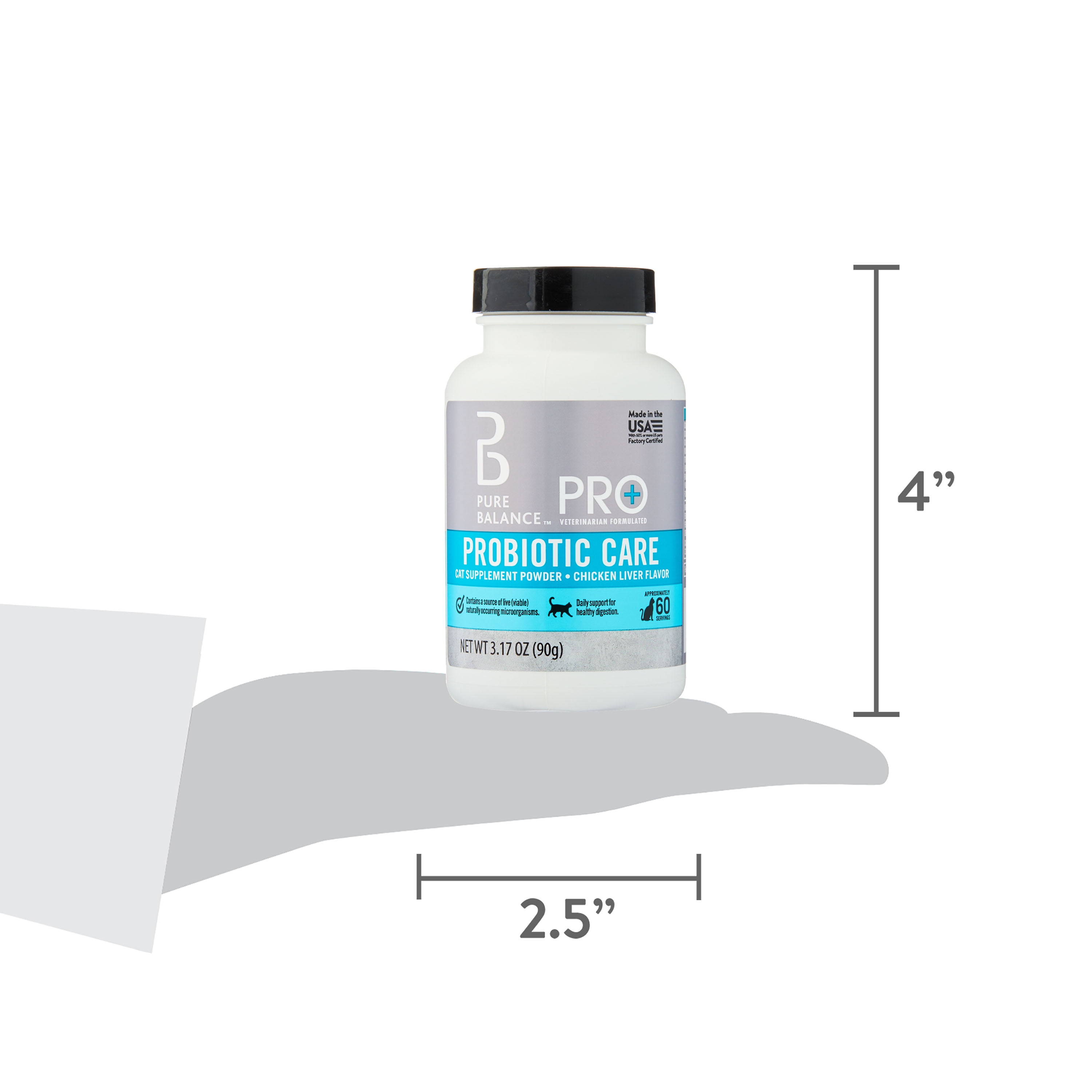 Pure Balance Pro+ Probiotic Care for Cats, Digestion Supplement Powder, Chicken Liver Flavor, 60 Servings