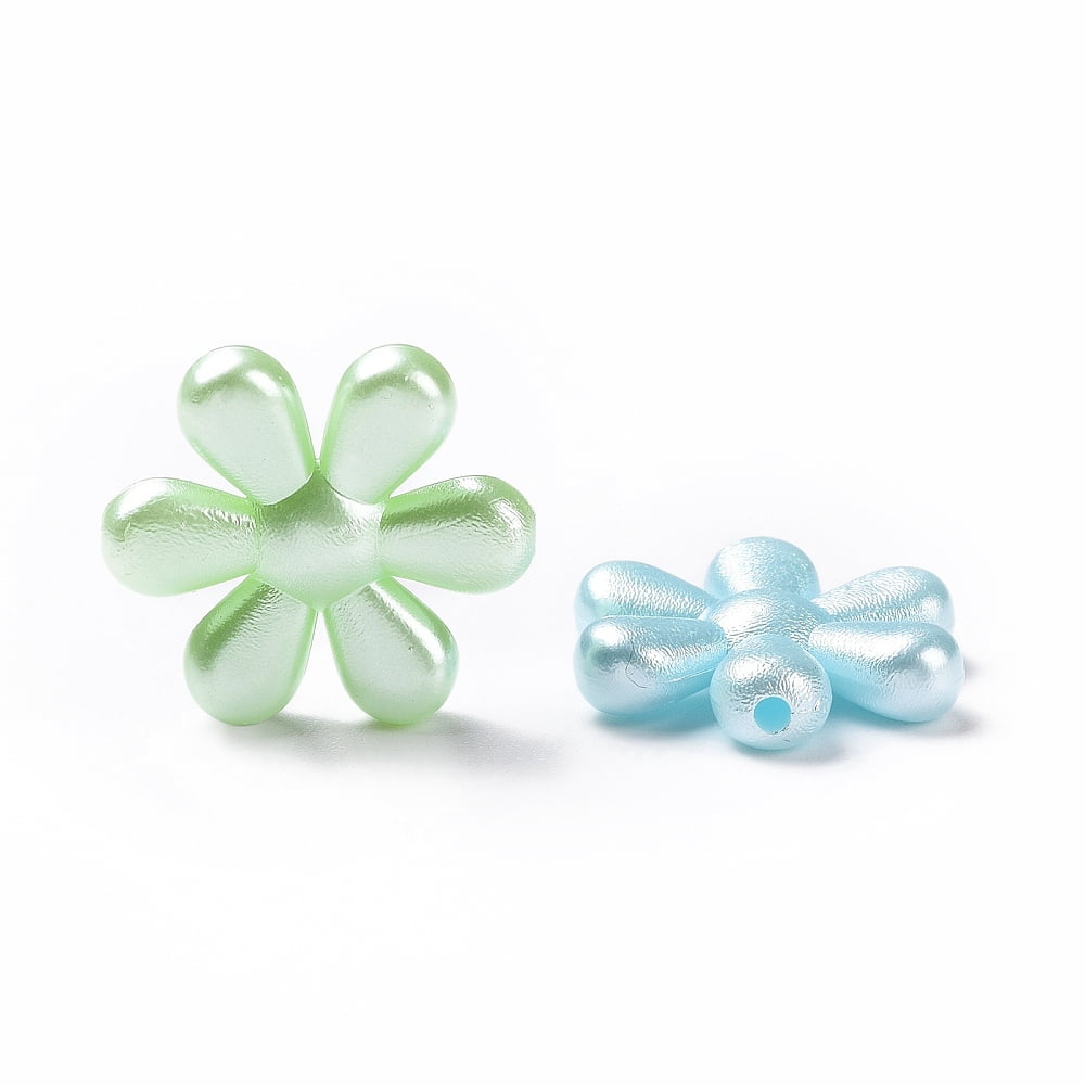 500 g Imitation Pearl Acrylic Beads Flower Mixed Color 23x21x5.3mm Hole: 1.8mm 476pcs/500g