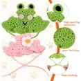 thumbnail image 2 of Methold Lindo gorro de rana y gato tejido a crochet, gorro de pata de Halloween para mascota, gorro de punto suave para Halloween, gorro de Ropa para mascotas flor rosa METRO, 2 of 6