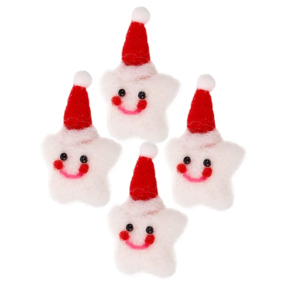 HONMEET 4Pcs Mini Tree Topper Star Ornaments Wool Felt Christmas Decorations Craft Supplies