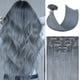 thumbnail image 1 of Extensiones de cabello Honsoo Clips Ins, cabello humano real gris de 15 pulgadas, 1 of 6