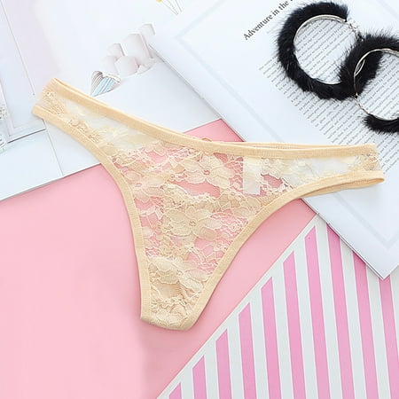 Hamky Womens Underwear Thongs for Women Lingerie Women s Panties Briefs G-string Thongs Lace Underwear Cotton Underwear Seamless Underwear Beige One Size