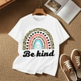 thumbnail image 3 of Hiijoy Big Girls Short Sleeve T-Shirt Rainbow Print Tshirt Summer Casual T Shirt, 3 of 4