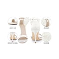 thumbnail image 4 of BLISSFUL STEP Flower Satin Stiletto Heels Ankle Strap High Heel Sandals for Women White (Size 7), 4 of 7