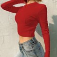 thumbnail image 1 of Women's Slim Fit Inner Wear Solid Color Long Sleeve T-shirt Fashion Tops, 1 of 1