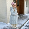thumbnail image 4 of Hellosay Long Puffer Coat Girls Quilted Long Sleeve Hooded Jacket Winter Zip Up Ruffle Tie Front Outwear with Pockets, 4 of 6