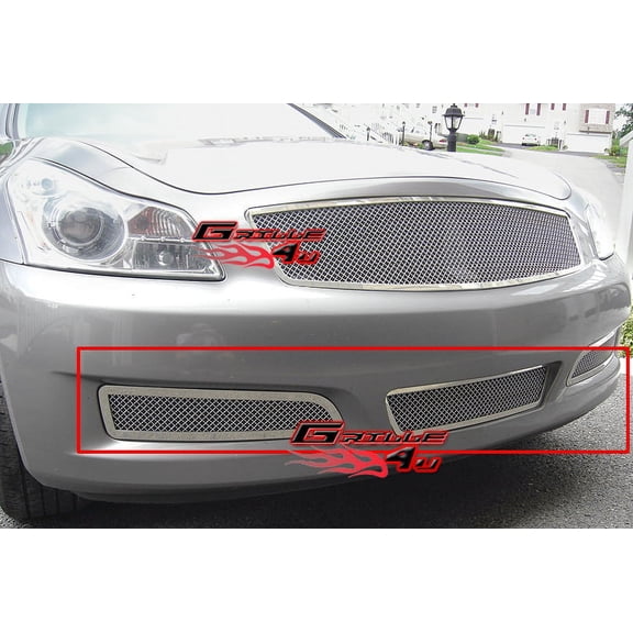 APS Compatible with Infiniti G35 2007-2008 Sedan Lower Bumper Stainless Steel Chrome Mesh Front Grill Grille Insert N76584T