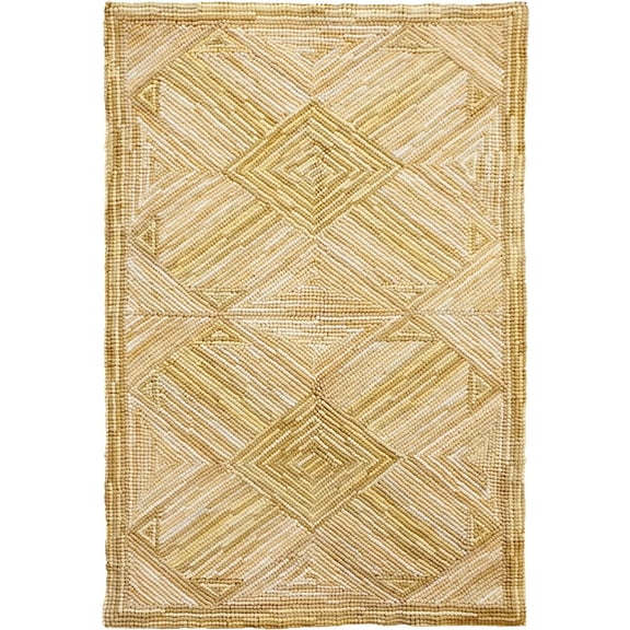 Rug Early American Camp Cross Bow 2x3 3x2 Gold Black Burlap Back Cotton