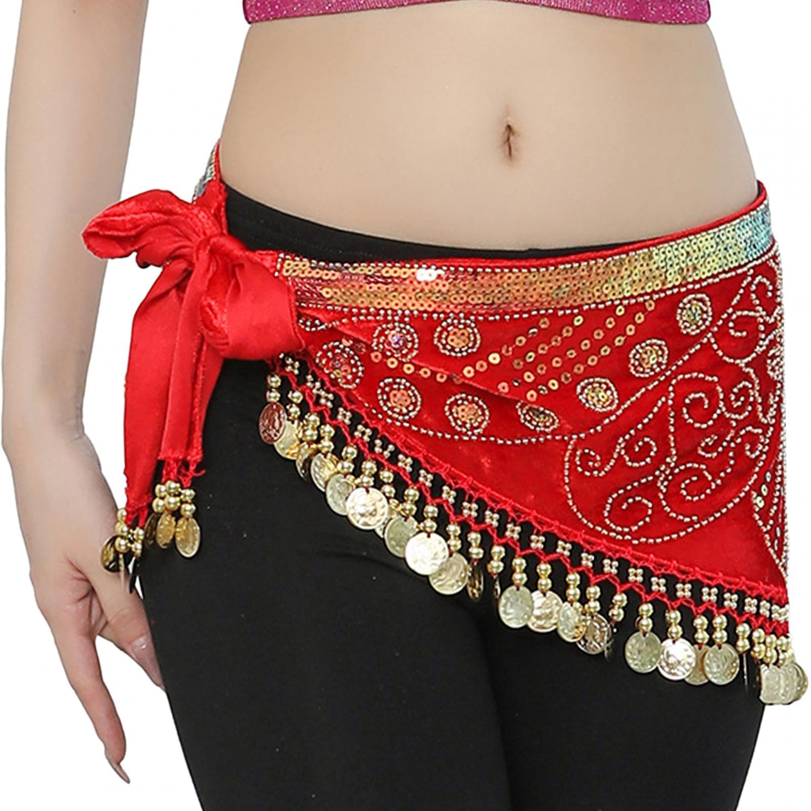 Jupe De Danse Du Ventre Orientale à Paillettes Et Franges – Foulard De Hanche Pour Belly Dance – Taille Unique - 4