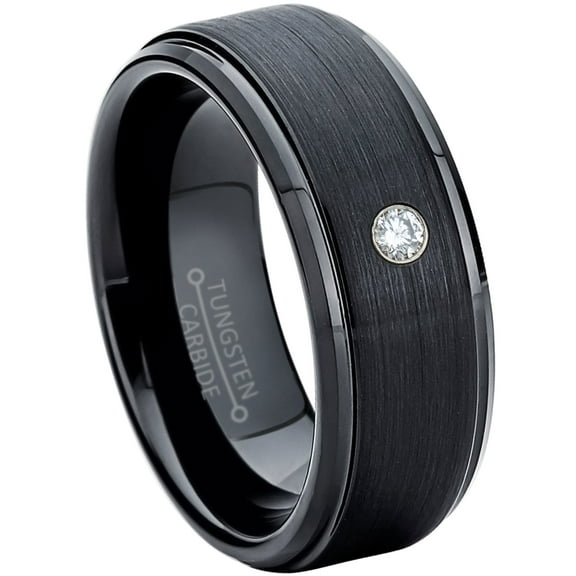 Jewelry Avalanche Round 0.07 Ct. Diamond Tungsten Carbide Wedding Band, Mens Diamond Ring size 10