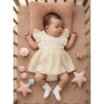 thumbnail image 6 of BemeyourBBs Newborn Baby Girl Summer Clothes Cotton Linen Romper Dress Cute Bow Embroidered Ruffled Trim Crew Neck Flying Sleeve A Line Dress, 6 of 9