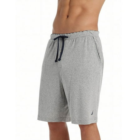 Nautica GREY HEATHER Men's Knit Elastic Waistband Sleep Lounge Short, US Large