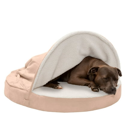 UPC: 0842229112351 | Furhaven 35 Round Cooling Gel Foam Dog Bed Sherpa & Suede Snuggery w/ Removable Washable Cover – Cream 35-inch Faux Lambswool & Suede Cream 35 inch Snuggery (Cooling Gel Foam)