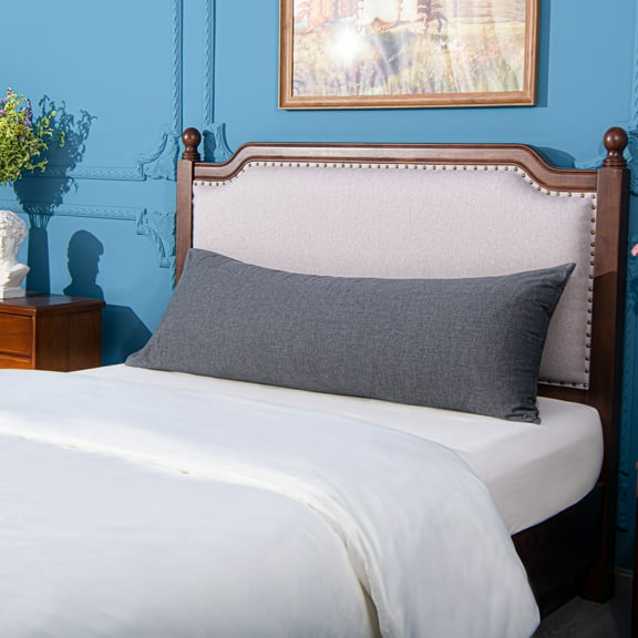 Flxxie Washed Cotton Body Pillowcase Ultra Soft Fast Sweat Absorption Body Pillow Cover, 20"x54", Dark Gray