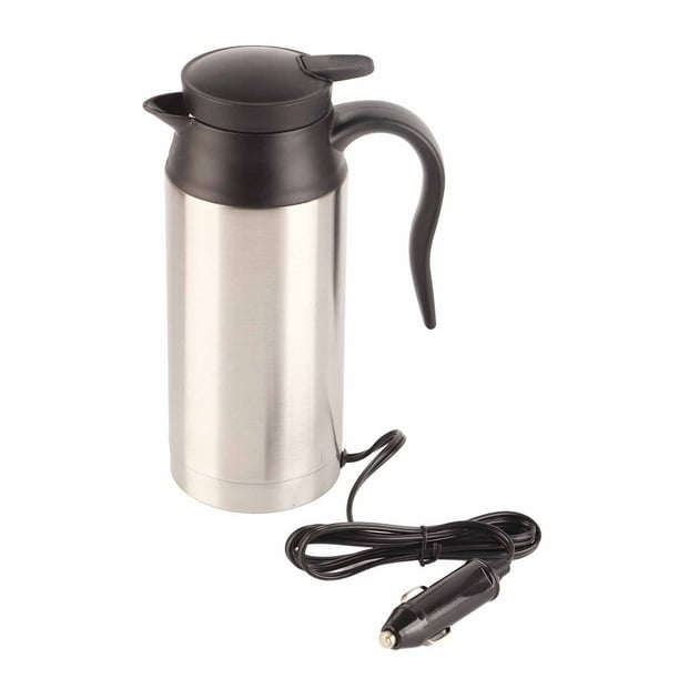 Hervidor eléctrico de acero inoxidable para coche, 750ML, café, té, termo, taza calentadora de agua, 12V Jadeshay A