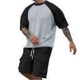 thumbnail image 2 of JDQJBZ Ensemble T-Shirt à Manches Courtes Raglan Col Rond et Shorts à Poches pour Hommes 2 Pcs Été Décontracté, 2 of 5