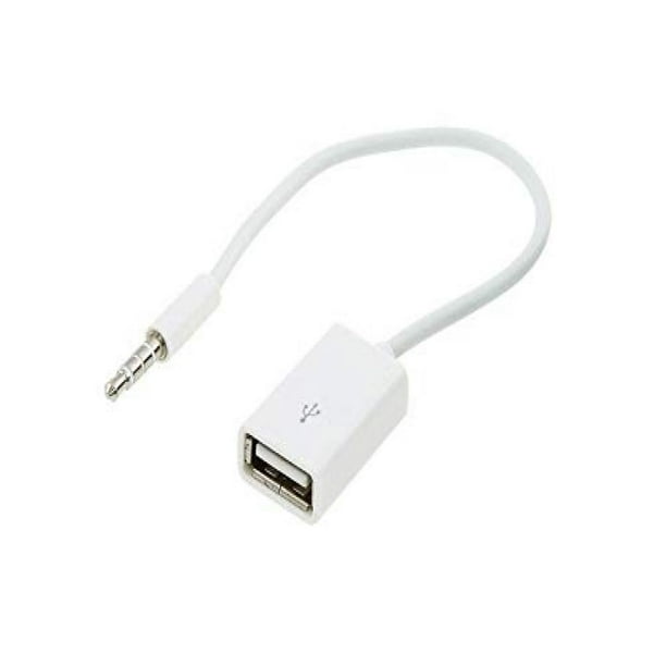 Cable de entrada auxiliar de 15 cm Conector jack de 3,5 mm a toma USB 2.0