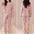 thumbnail image 4 of zaveiop Womens Cotton Gauze Pajama Set Floral Print 2 Piece Pj Set Long Sleeve Fall Sleepwear Cute Pj Sets (Pink, M), 4 of 4