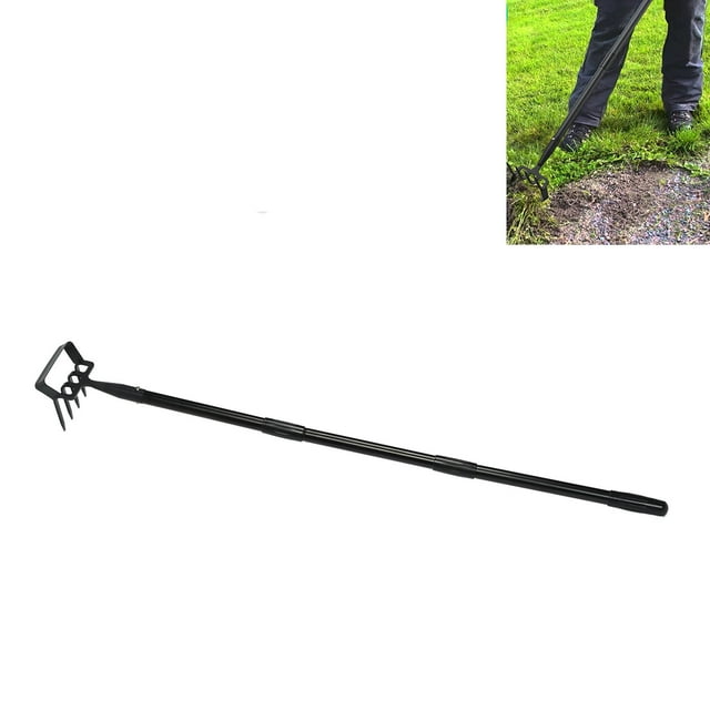 Garden Rake With Garden Hoe, Heavy Duty Weeding Stirrup Hoe And Cultivator With Adjustable Handle, Stainless Steel Hula Hoe Garden Tool For Weeding, Loosening Soil, Planting