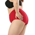 thumbnail image 2 of Baywell Plus Size Women's Underwear Cotton High Waisted Ladies Briefs Stretch Full Coverage Panties 5 Pack Red 2XL, 2 of 6
