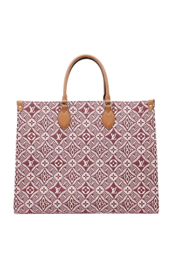 Pre-Owned Louis Vuitton Since 1854 Onthego GM Jacquard Shoulder Bag Red