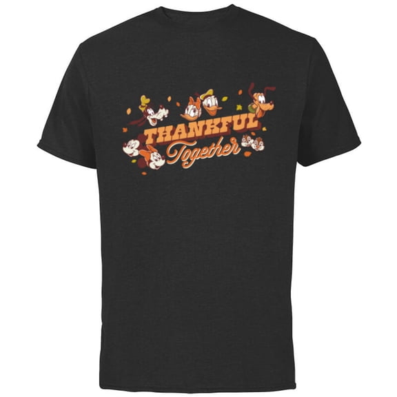 Disney Mickey Mouse and Friends Fall Thankful Together - Short Sleeve Cotton T-Shirt for Adults - Customized-Black