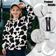 thumbnail image 6 of Uorisanigo Girls Hoodies Sweatshirts Oversized Half Zip Sweatshirt for Teen Girl, Lightweight Black and White Cow Print Long Sleeve Zipper Sweatshirts Athletic Pullover Jackets Fall Trendy, 6 of 7