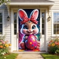 thumbnail image 6 of AURIGATE Easter Door Cover 35.4×70.8in, Polyester Easter Door Banner, Cute Bunny with Giant Egg Print Door Hanging Decor for Indoor & Outdoor Party, 6 of 6