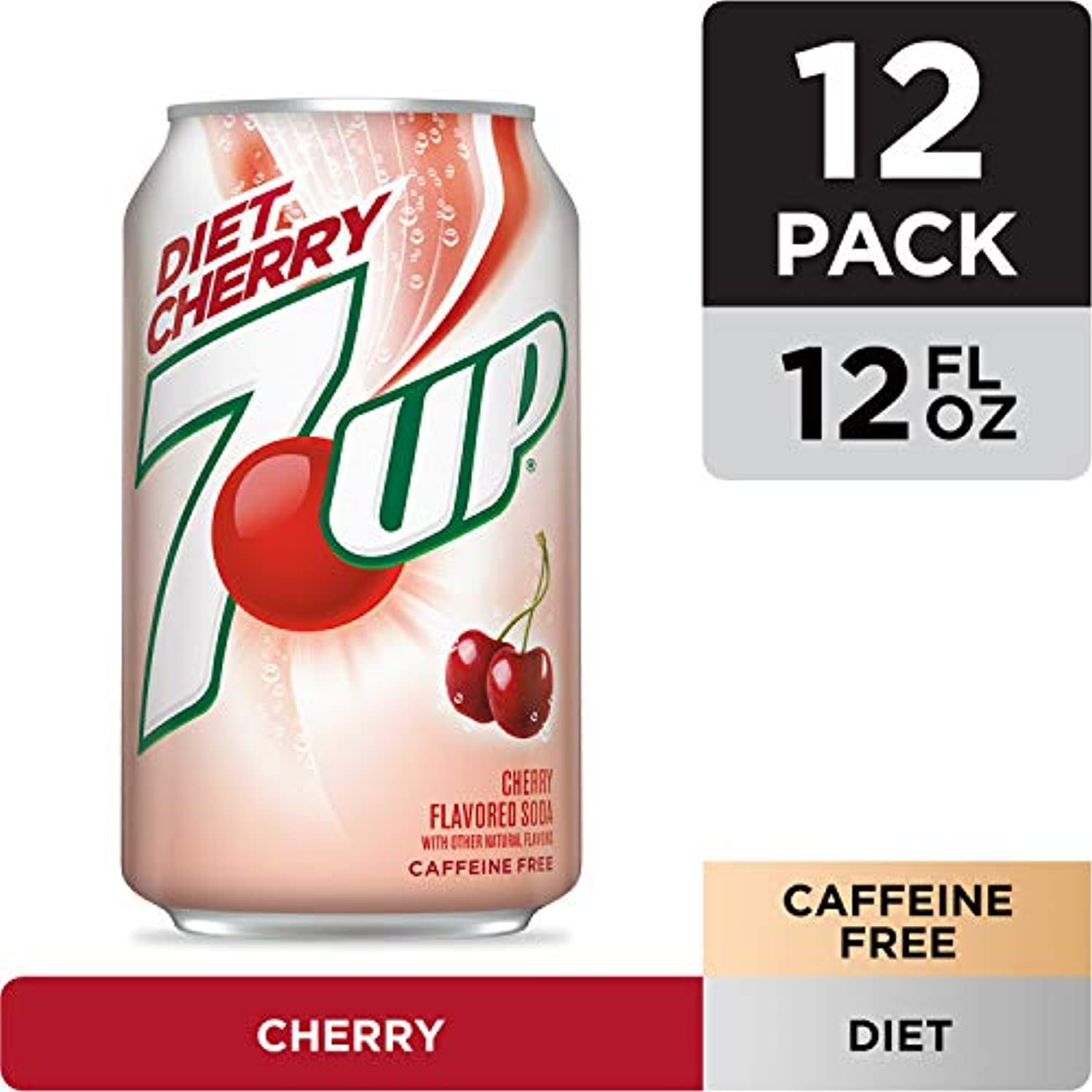 (2 pack) 7Up Diet Cherry Flavored Lemon Lime Soda, 12 Fl Oz (Pack Of 12)