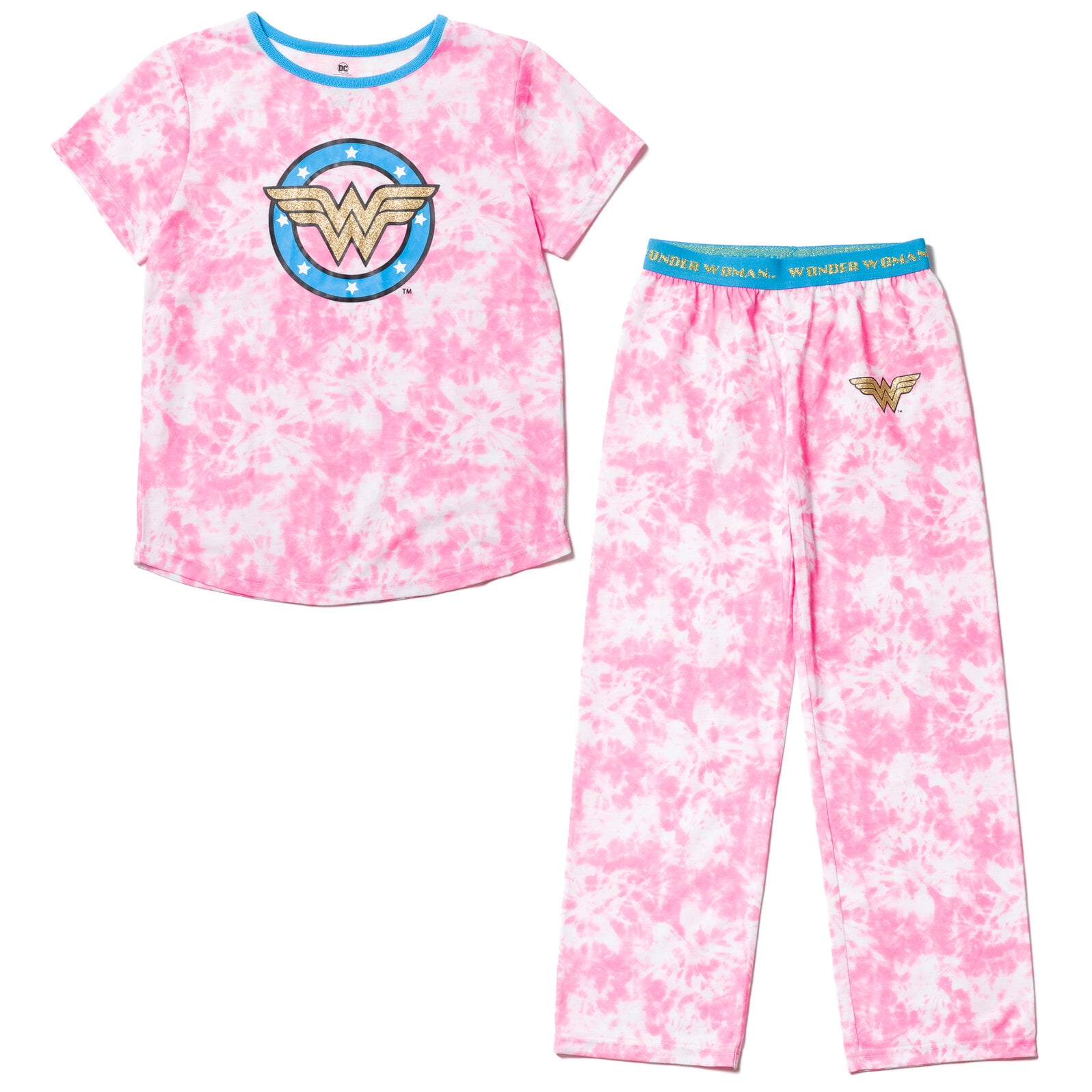 DC Comics Brandclub DC Comics Justice League Wonder Woman Pajama Shirt and Pants Sleep Set Tie Dye Toddler to Big Kid