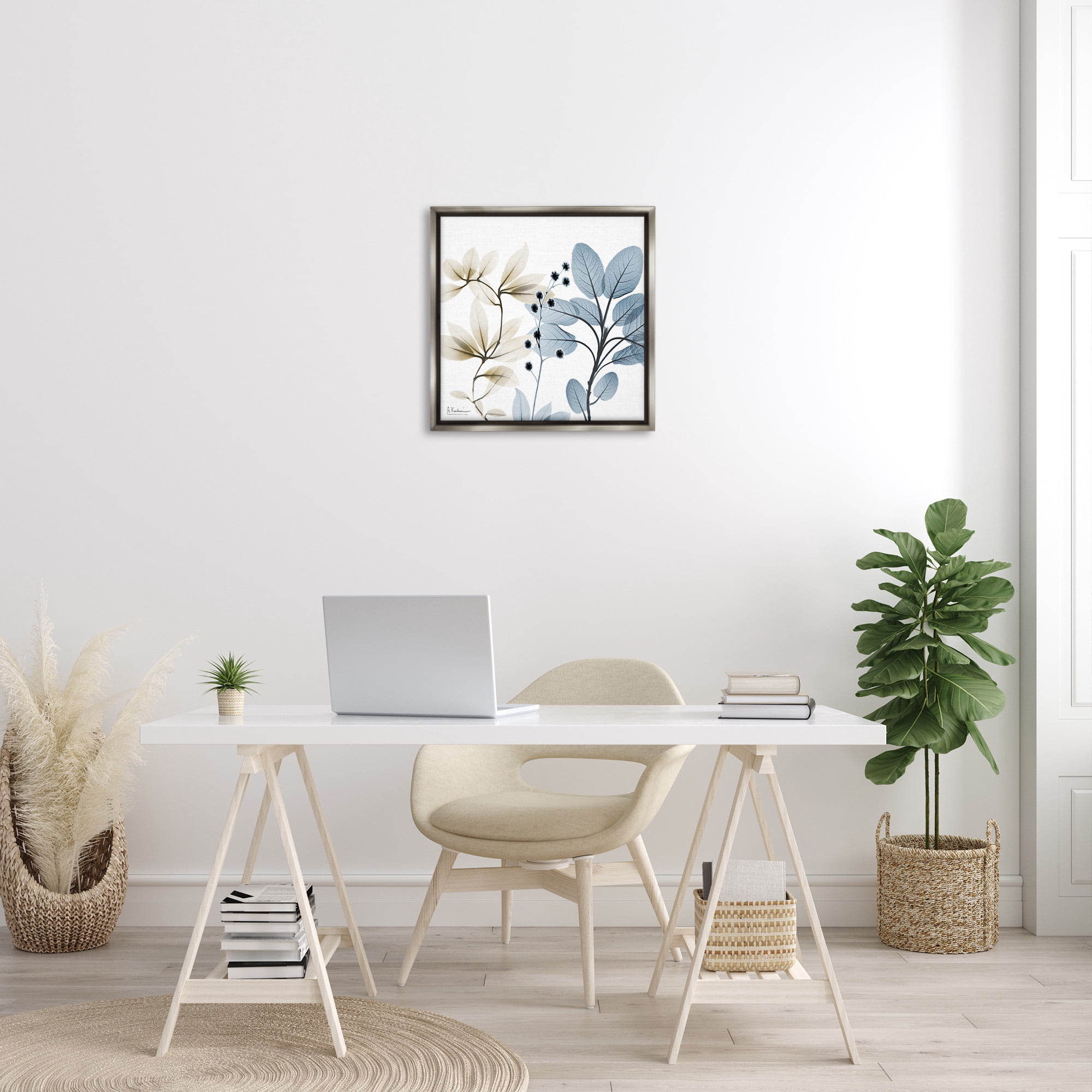 Stupell Industries Modern Herb Sprigs Botanical & Floral Painting Gray Floater Framed Canvas Art Print Wall Art, 25 x 25
