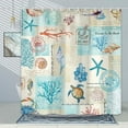 thumbnail image 4 of Nautical Coastal Shower Curtain, Beach Theme Shower Curtain Set for Bathroom, Vintage Sea Shell Turtle Fabric Shower Curtain Restroom Bathtub Decor Accessories with Hooks 36X 72 inch, 4 of 5