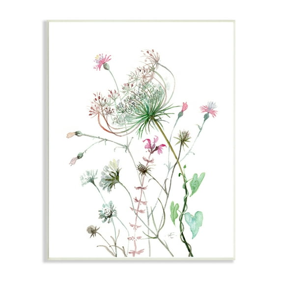 Stupell Industries Spring Meadow Florals Blooming Pink Cottage Wildflowers Botanical & Floral Painting Unframed Art Print Wall Art, 10 x 15