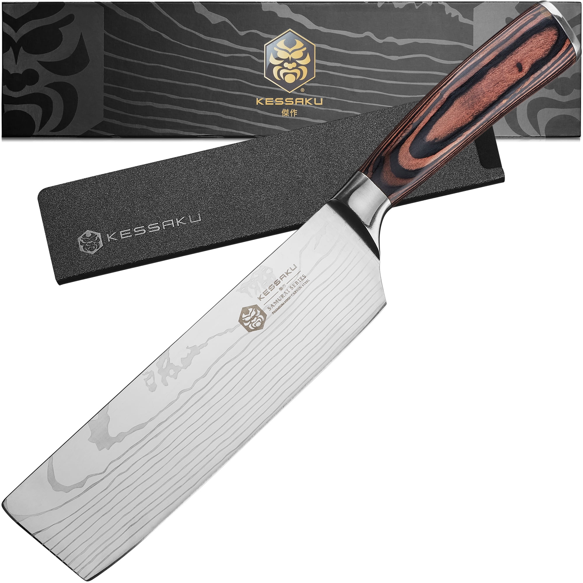 KYOKU Samurai Series - Nakiri Japanese Vegetable Knife 7 - Full Tang -  Japanese High Carbon Steel Kitchen Knives - Pakkawood Handle with Mosaic  Pin 