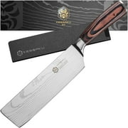 Kessaku Nakiri Knife - 7 inch - Samurai Series - Asian Vegetable Cleaver - Razor Sharp Kitchen Knife - Forged 7Cr17MoV High Carbon Stainless Steel - Wood Handle with Blade Guard