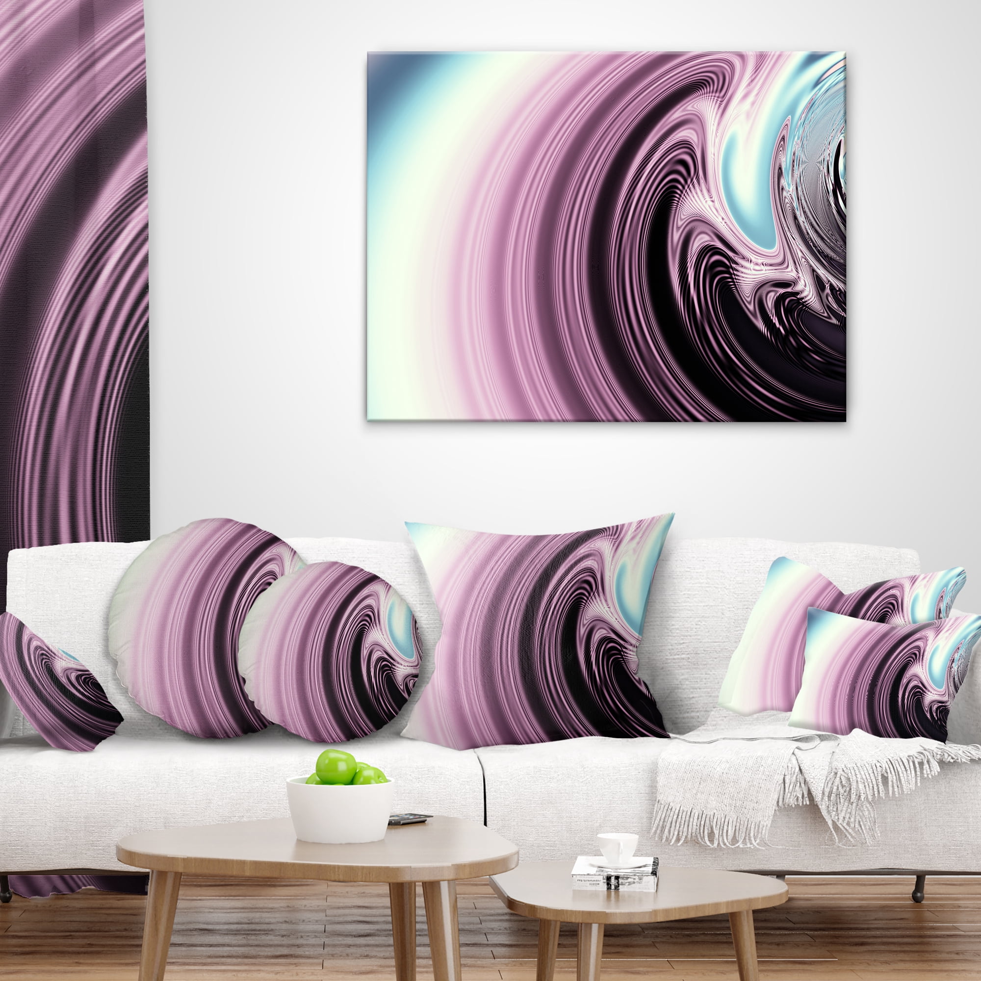 Designart Unique Purple Fractal Art Pattern - Abstract Throw Pillow - 16x16