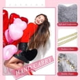 thumbnail image 3 of 2 Pieces Valentine's Day Furry Purse Soft Fluffy Heart Handbags for Women Girls Valentines Day Cute Present - Black + Red, 3 of 5