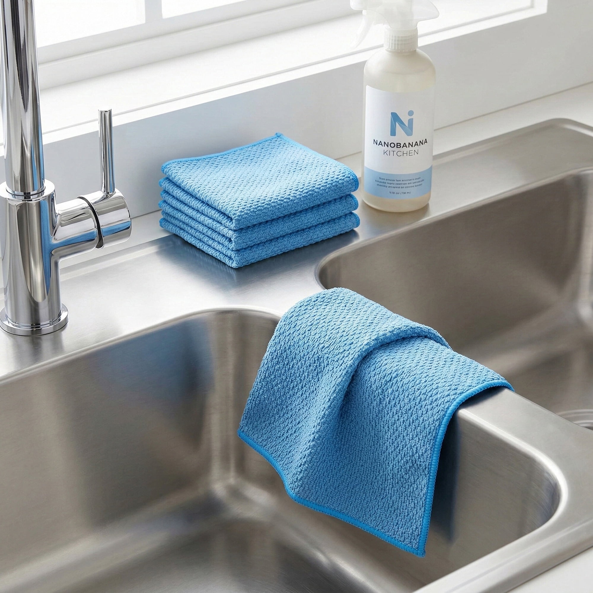 Unique Bargains Microfiber Dish Cloth for Washing Dishes Rags Dark Blue/Khaki 12" x 12"