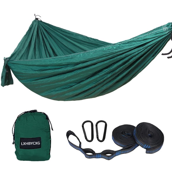 Hamaca de Camping LXHBYCXG Doble y Sencilla de Nylon Verde y Negro