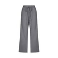 thumbnail image 4 of Women Casual Capris Straight Leg Drawstring Elastic Waist Linen Pants with Pockets, 4 of 5