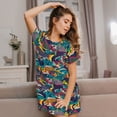 thumbnail image 3 of Sikiie Colorful Carp Streamer Print Women's Short-sleeved Nightdress, Round Neck Pullover Nightdress Pajamas Summer Home Wear, 3 of 6