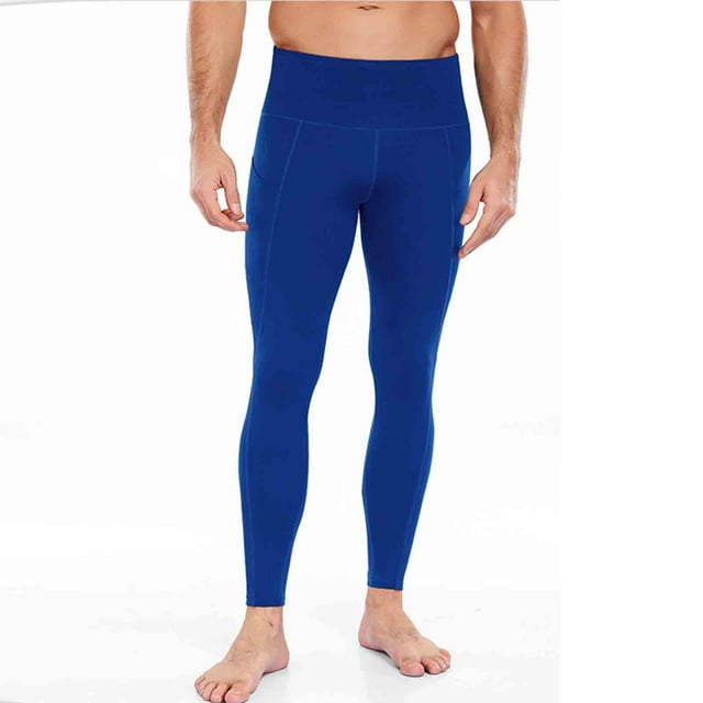 Ceisia Men High Elastic Yoga Sports Pants Solid Color Pocket Breathable Gift Running Cycling Trousers
