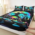 thumbnail image 4 of Castle Fairy Neon Baseball Pitcher Print Bed Sheets 4-Piece, Ice Cream Drip Full Size Sheets, Black Blue,1 Fitted Sheet, 1 Flat Sheet and 2 Pillowcases, 4 of 6