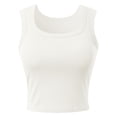 thumbnail image 4 of Wang6 Women Cropped Ribbed Tank Tops with Built in Bra Summer Sleeveless Cami Tops Trendy Loose Workout T Shirts Undershirts White One Size, 4 of 5