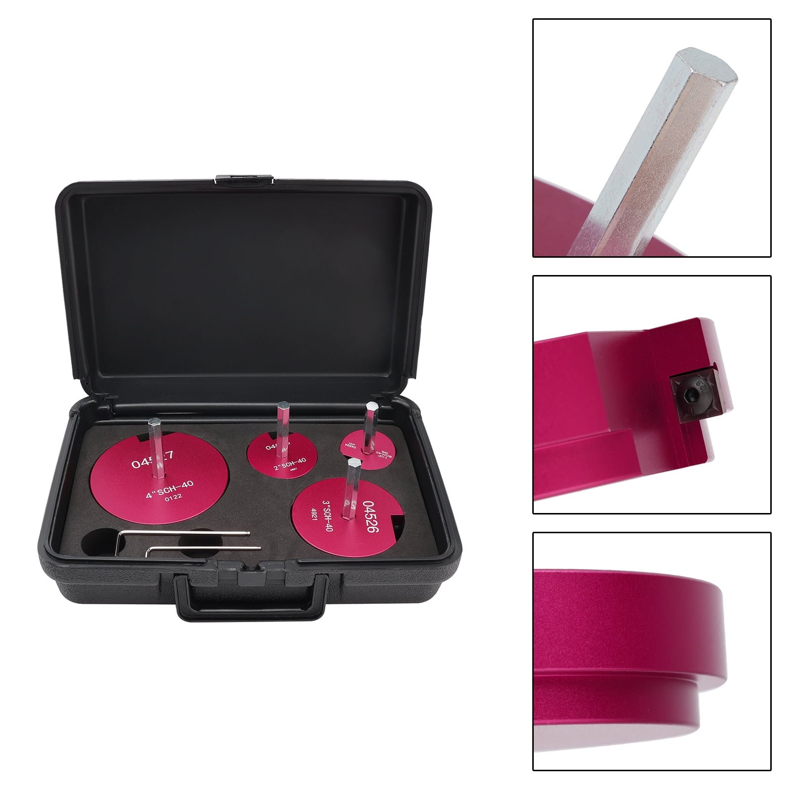 4 Piece Plastic Pipe Fitting Reamer Kit for 1/2" Drill, Includes 1.5", 2", 3", 4" Reamers, Carbide Cutting Inserts, For PVC, CPVC, ABS Pipe Fittings