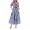 B, variant on Taqqpue Women Summer Floral Midi Dresses Casual Boho Puff Short Sleeve V Neck Belt Dresses Flowy Maxi Beach Vacation Dress
