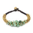 thumbnail image 1 of Surfer Inspired Indian Jade & Brass Beads Cluster with Bell Toggle Bracelet, 1 of 4