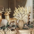 thumbnail image 6 of Zukuco 20 Pieces Champagne Glittered Artificial Leaf Spray Picks 12" Tall for Christmas Winter Wedding Wreath Tree Floral Arrangment Vase Bouquets Table Centerpieces Decoration, 6 of 7